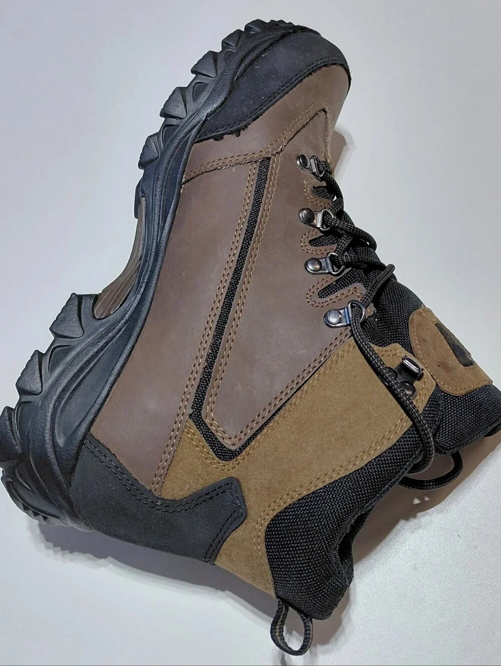 WOLVERINE Men's Spencer Brown and Black   Leather Hiking Boots  Size 10.5EW
